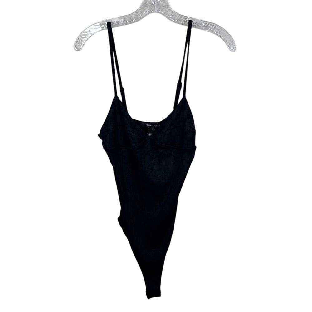 Olivaceous Black Ribbed Bralette Bodysuit Large L NWT Soft Cup Adjustable Straps